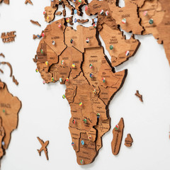 Large 3D Wooden World Map Wall Art with Pins – Perfect Travel Decor Gift