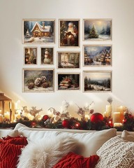Elevate Your Decor with 10 Vintage Christmas Prints – Unframed Canvas Art