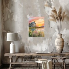11×14 Sunset Farm Farmhouse Canvas Wall Art