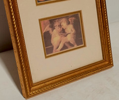 Vintage Wall Art Reproductions of 3 Cherub Images, Raphael Angels, in Gold Frame