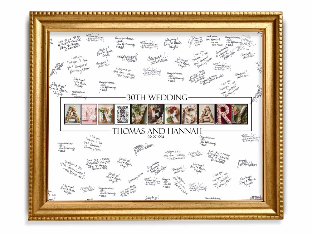 Wedding Anniversary Guestbook Sign, Wedding Party Signature Canvas, Personalized