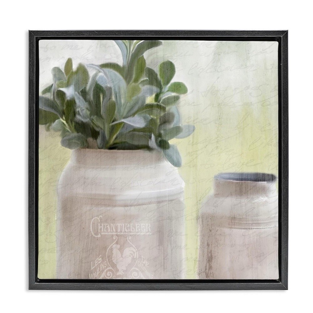 Stupell Industries Farmhouse Mill Can W/ Greenery Framed Floater Canvas 12 In