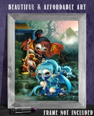 Strangeling Ninja Dragonlings – 11×14 Unframed Art Print Poster – Decor and Gift