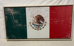 NEW Mexico Flag Canvas Wall Art Distressed Vintage Style Finish Rustic 12″ x 24″