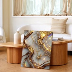 Wall Art Abstract White Agate Marble Gold Foil Texture Canvas Print Modern Decor