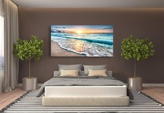 Stunning 30×60 Inch Sunset and Ocean Waves Canvas Print for Home Elegance