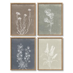 Framed Boho Wall Art Set of 4 Wooden Wall Art for Rustic Vintage Farmhouse Ho…