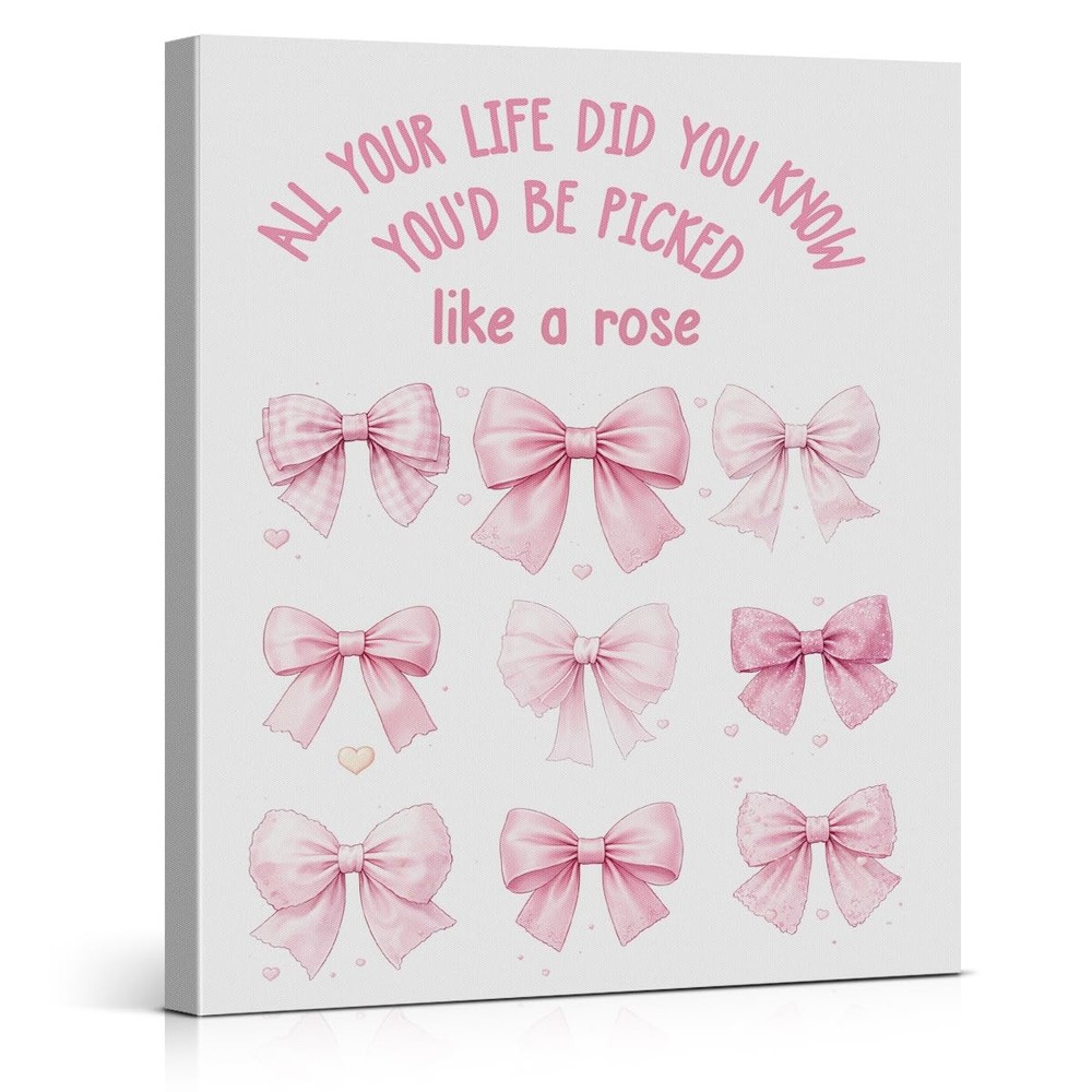 Coquette Pink Bow Wall Art Decor Girly You’d Be Picked Like a Rose Print Pict…