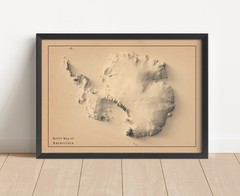Antarctica Map, Antarctica 2D Relief Map, Antarctica Vintage Map – 2D Flat