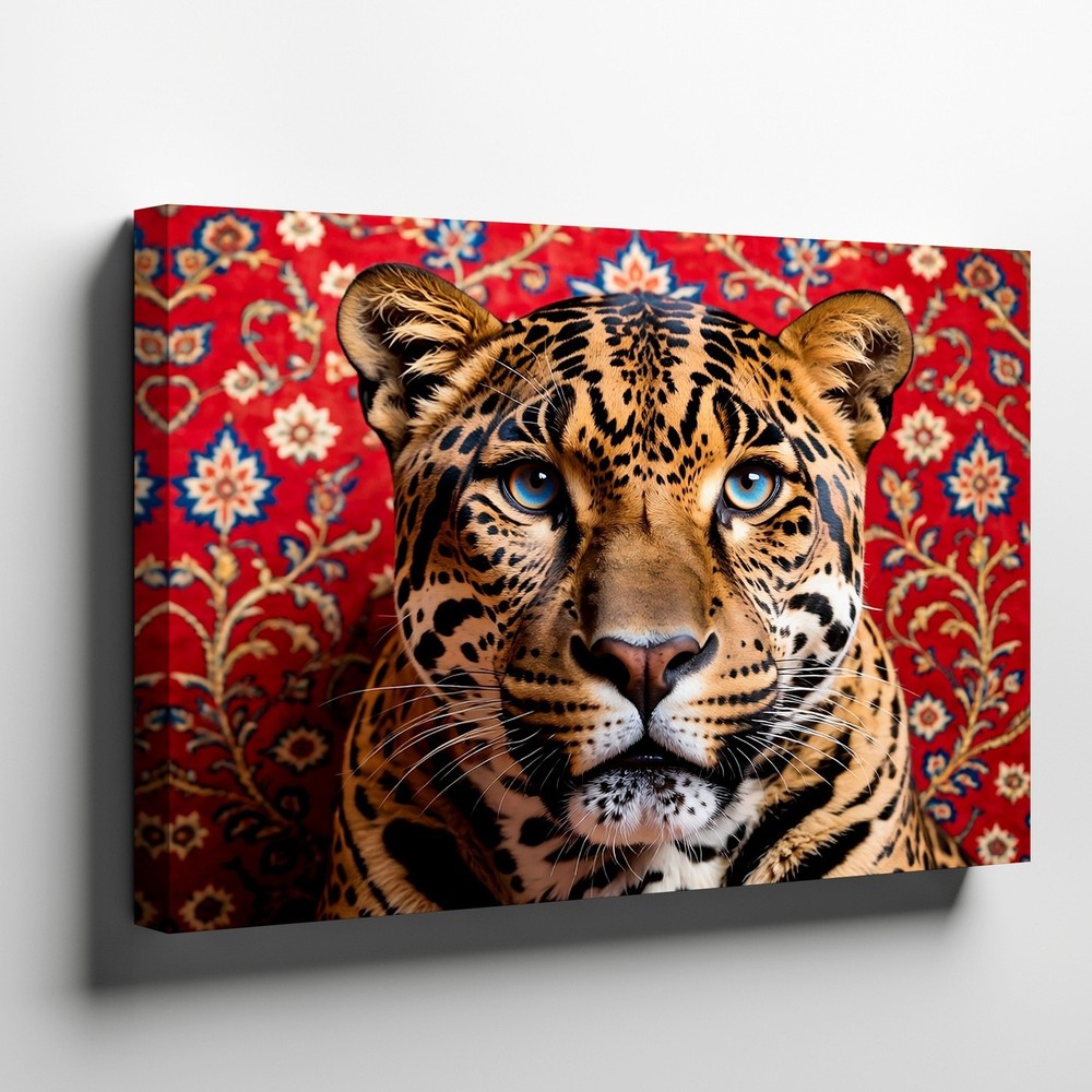 Blue Eyed Jaguar Wildlife Canvas Wall Art Exotic Big Cat Animal Print Decor