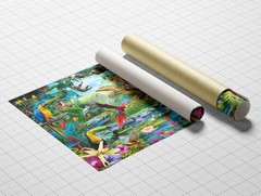 canvas art print giclée or poster or pillow exotic animals birds tropical forest