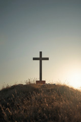 Christian Cross Hilltop Sunset 4×6 Photo Print Religious Wall Art Decor Desk Art