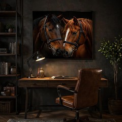 Majestic Pair of Horses Canvas Wall Art – Equine Equestrian Farmhouse Home Decor