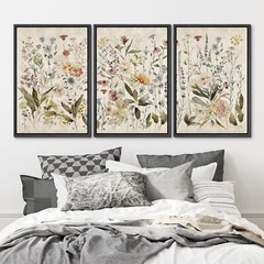 Wall26 Colorful Wildflowers Wall Art Floral Framed Canvas Prints Set of 3
