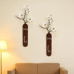 1Pack Wooden Sign Hanging Wall Decoration with Artificial Magnolia Flower, De…