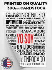 HoneyKick Yo Soy I AM Affirmations Motivational Wall Art Poster 12×16 White
