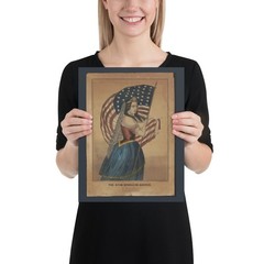 Vintage Americana Flag Art Poster – Currier & Ives (c. 1860–1870)