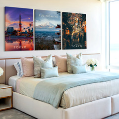 3 Pieces Captivating Japan Cityscape Large Wall Art Set for Living Set Of 3