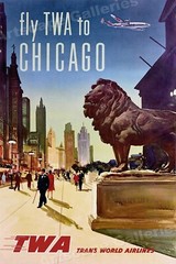 1960s “Fly TWA to Chicago” Vintage Style Airline Travel Poster – 24×36