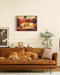 Vintage Framed Canvas Wall Art, 12x16inch, Farmhouse Sleeping Dog Wall Decor,…