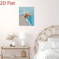 Ocean Beach Orange Starfish Soft Watercolor Canvas, Coastal Neutral Room Decor