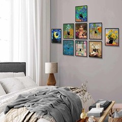 Charming 9Pcs Black Cat Artwork – Perfect Gift for Cat Lovers Unframed