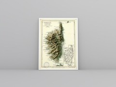 Corsica France Map, Corsica 2D Relief Map – 2D Flat Print