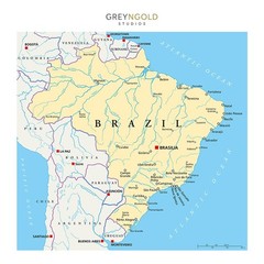 Brazil Map Educational Geography Poster WallArt Print pick size A4/A3/A2/90x60cm