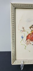 Vintage Framed Art Print Baby Child Mommy Nanny Balloons in Park USA 7.5 x 6
