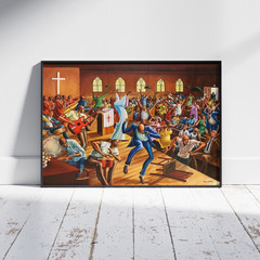 Ernie Barnes African American Church Art Canvas Print Black Gospel Wall Decor