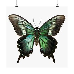 Green Butterfly Oil Painting Premium Matte Poster Print – Nature Art Decor