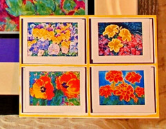TULIPS & IVY Framed Print 15×12″ Matted/Original Art by Seller/4 Cards/Wall Art