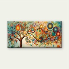 Abstract Tree of Life Unframed Canvas Painting for Living