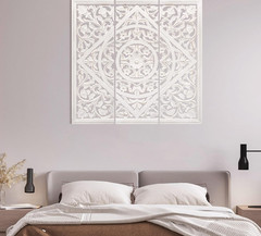 James Symfony Set of 3 Decorative Wall Panels – 36×12 Inch White Art Decor