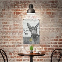 QHOVPA Vintage Donkey Art Metal Signs, Funny Bathroom Toilet Sign Nice Ass Wa…
