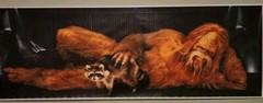 Bigfoot with Raccoon – Unframed Canvas Print – 48″ x 16″ – HARRY – Saskwatch
