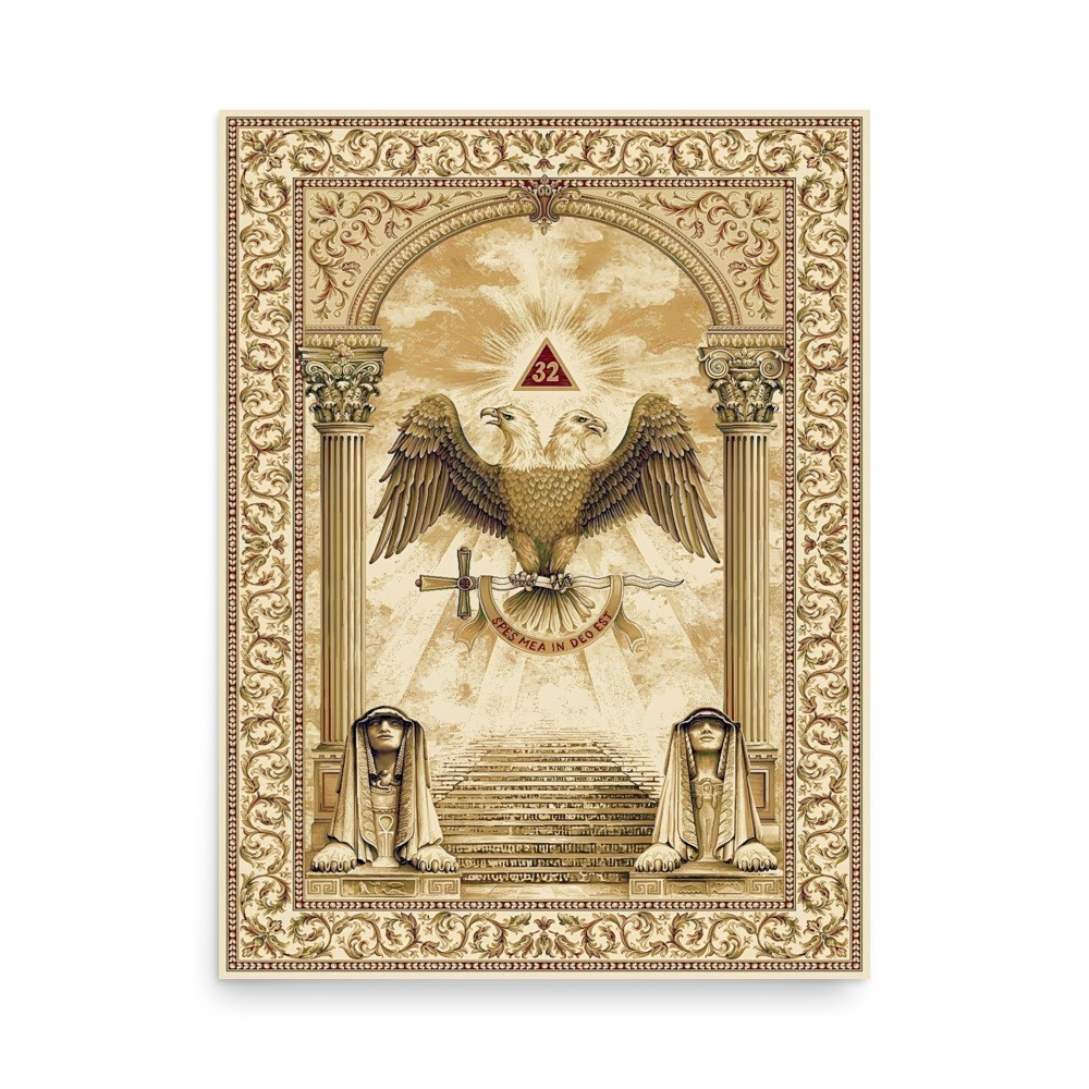 Scottish Rite 32 Degree Masonic Print Eagle Freemasonry, Museum Grade Print.