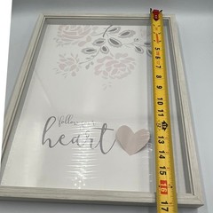 Qline Follow Your Heart Framed Wall Art Unisex OS Pink NWOT Floral Decor