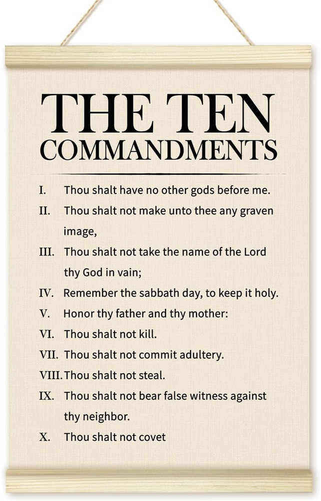 10 Ten Commandments Poster Hanger Frame, Christian Motivational Wooden Canvas…
