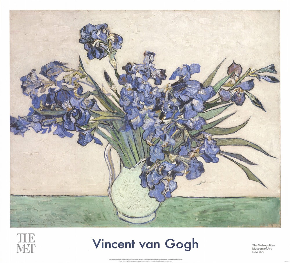 VINCENT VAN GOGH Irises in a Vase 27″ x 30″ Offset Lithograph 2016 Impressionism