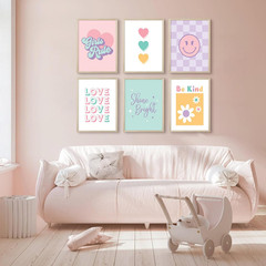 Colorful Girls Room Canvas Art – Framed Nursery Decor 8×10 Inch