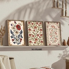 Vintage Floral Wall Art Poster Set of 6, Rustic Flower Bird Pictures Wall Dec…