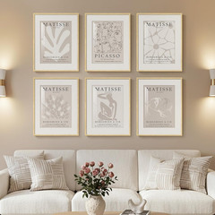 Framed 6-Piece Neutral Abstract Wall Art Set for Modern Home Decor
