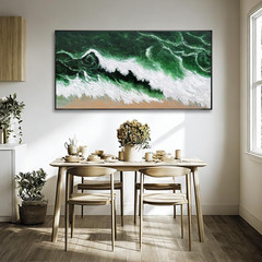 Abstract Green Wave Canvas Art – Modern Minimalist Wall Decor 24″x48
