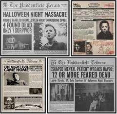 Halloween Horror Massacre Newspaper Posters – 8×10 Inches Set of 4 Unframed V…