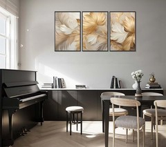 Modern Abstract Gold Botanical Canvas Wall Art Fashion 16″L x 12″W, Poster
