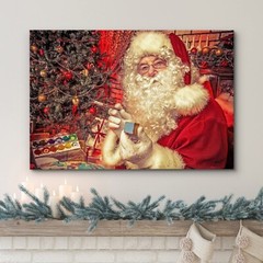 32″x48″ – Santa Claus Canvas Print Wall Art – Merry Christmas Home Decor