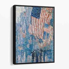 The Avenue in the Rain Frederick Childe Hassam 1917 Flag Canvas Print Wall Art