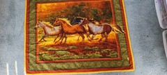 RUNNING STALLIONS COTTON CLOTH  WALL ART  35″ X 43″