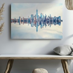 Modern New York City Skyline Canvas Wall Art Urban Cityscape Reflection Print